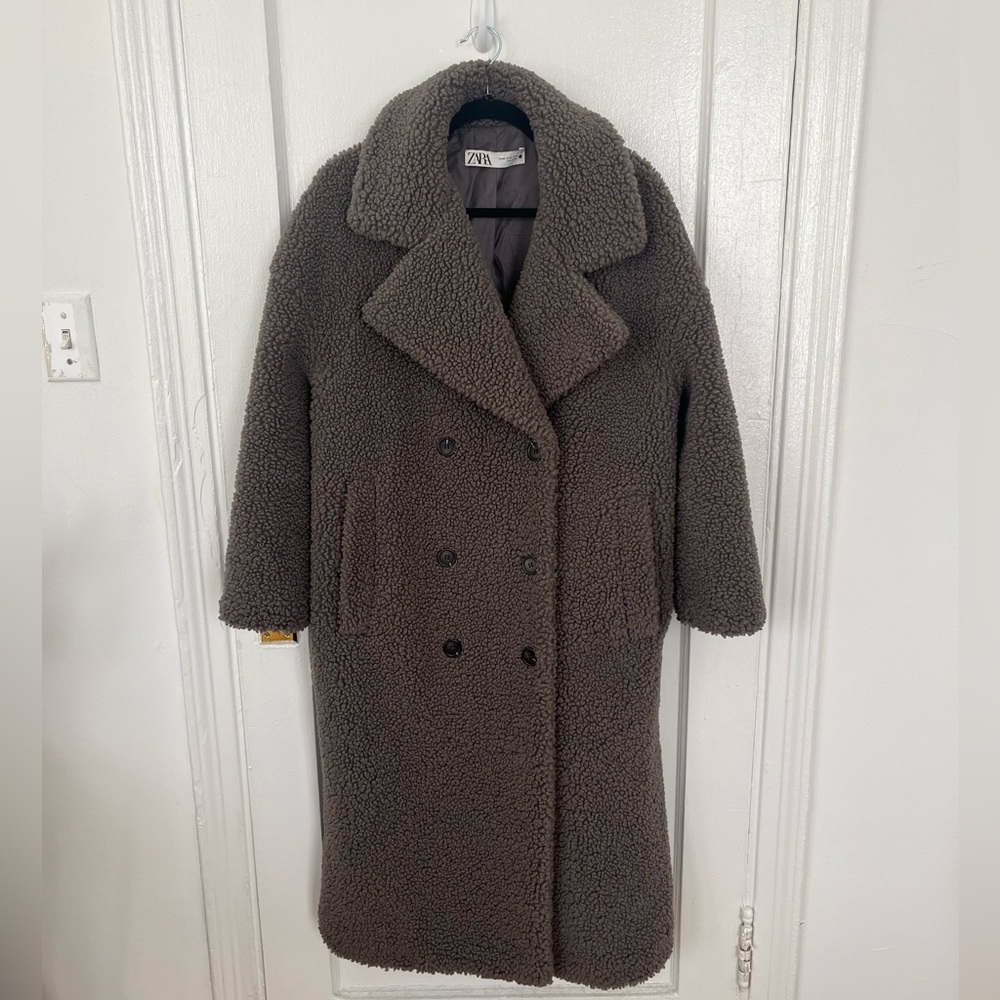 Zara teddy long coat